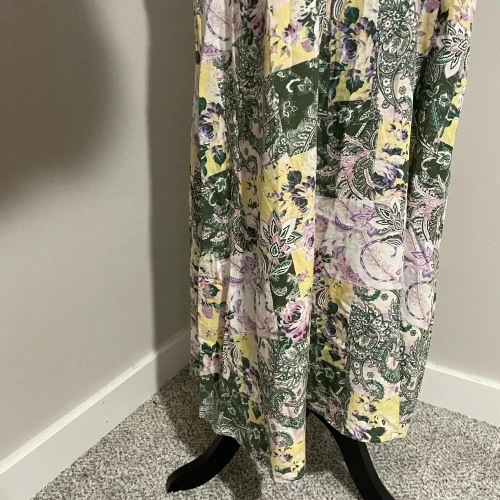 Loft Patchwork Ruffle Squareneck Midi Dress Size … - image 5